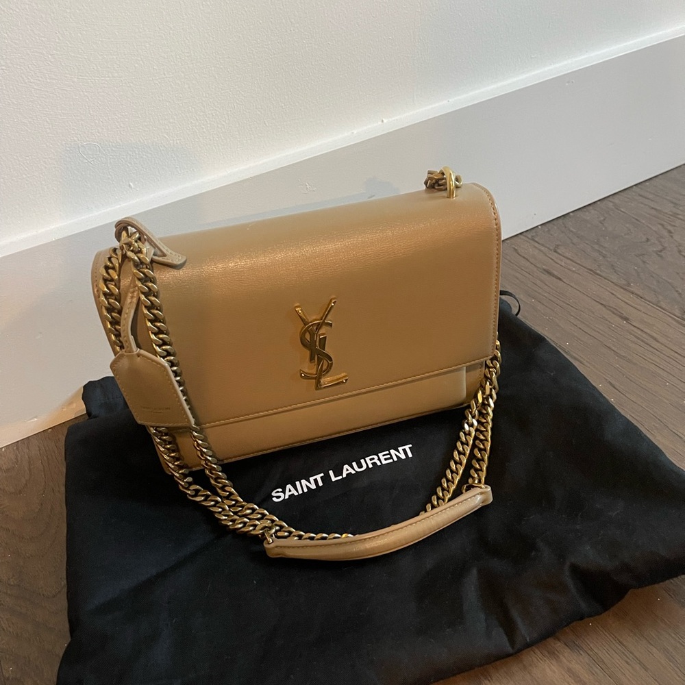 Saint Laurent Gold-Tone Chain Crossbody Bag